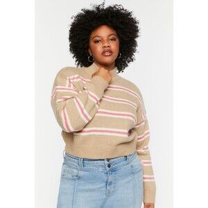 Forever 21 Mock Neck Pullover Cropped Boyfriend Sweater Women’s Size Large